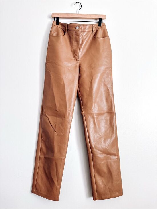 Wilfred Denim - Aritzia Wilfred Melina Vegan Leather Pants Cognac Brown Size 10